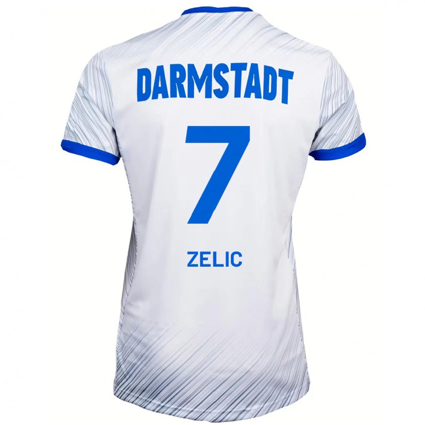 Danxen Mænd Mateo Zelic #7 Hvid Blå Udebane Spillertrøjer 2024/25 Trøje T-Shirt