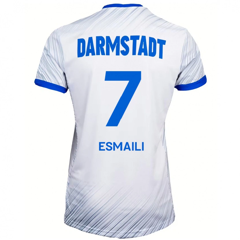 Danxen Mænd Ali Esmaili #7 Hvid Blå Udebane Spillertrøjer 2024/25 Trøje T-Shirt