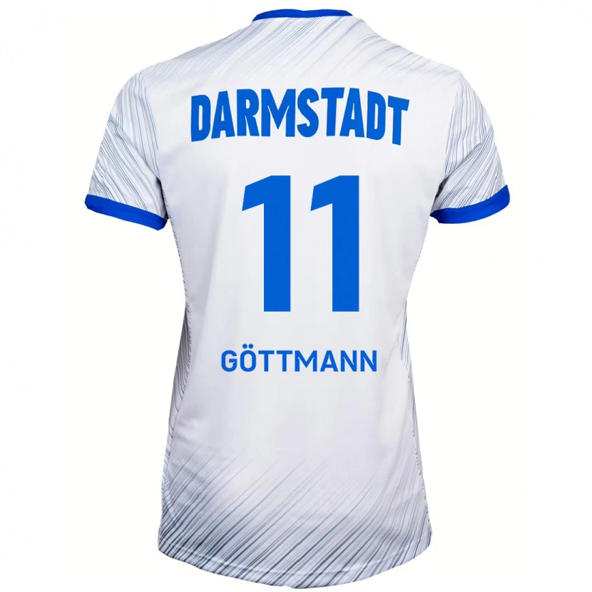 Danxen Mænd Levin Göttmann #11 Hvid Blå Udebane Spillertrøjer 2024/25 Trøje T-Shirt