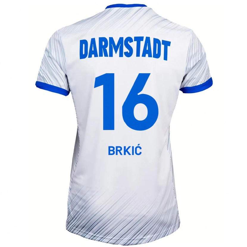 Danxen Mænd Amar Brkić #16 Hvid Blå Udebane Spillertrøjer 2024/25 Trøje T-Shirt