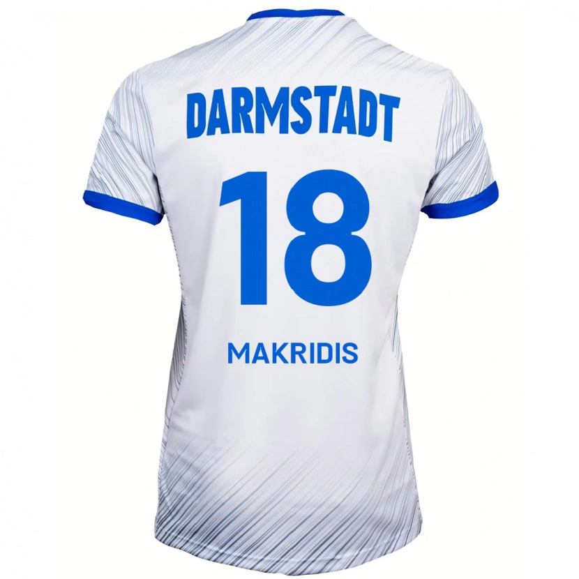 Danxen Mænd Georgios Makridis #18 Hvid Blå Udebane Spillertrøjer 2024/25 Trøje T-Shirt