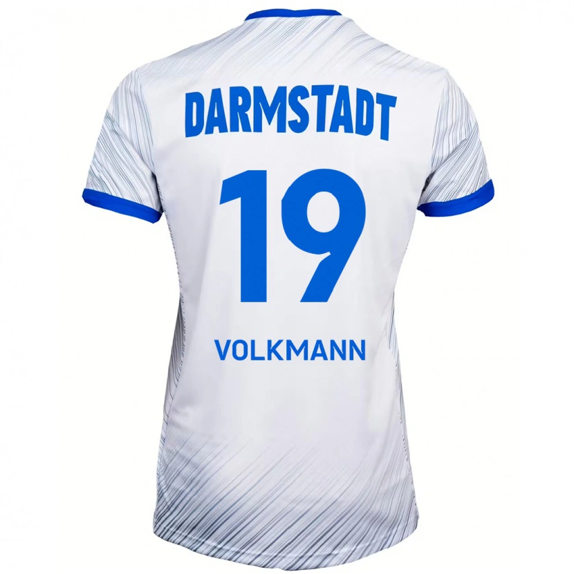 Danxen Mænd Japhet Volkmann #19 Hvid Blå Udebane Spillertrøjer 2024/25 Trøje T-Shirt
