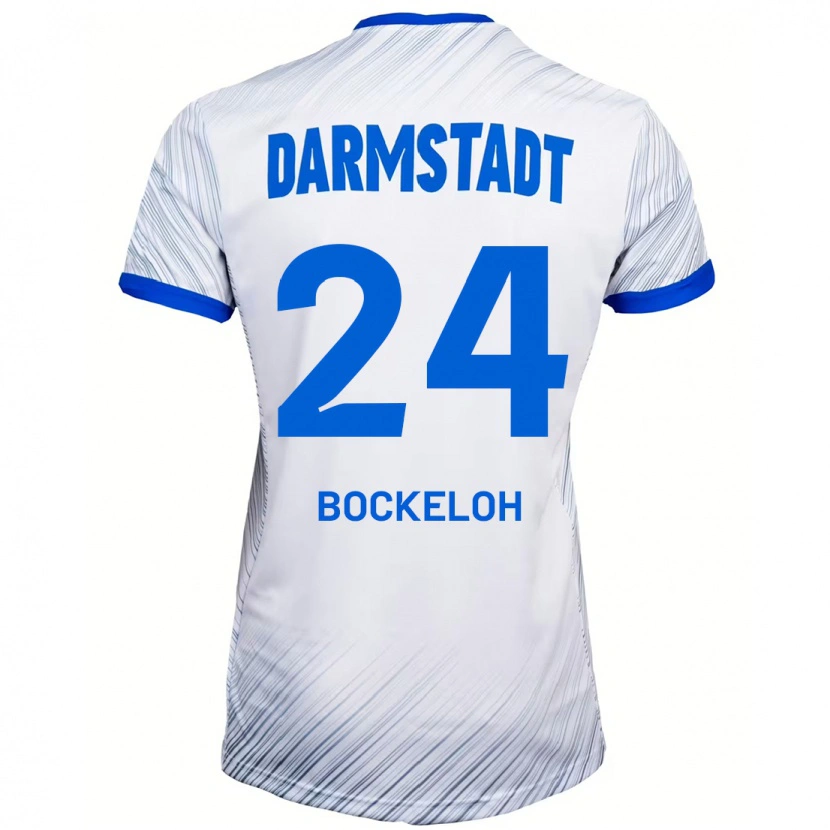 Danxen Mænd Leonhard Bockeloh #24 Hvid Blå Udebane Spillertrøjer 2024/25 Trøje T-Shirt