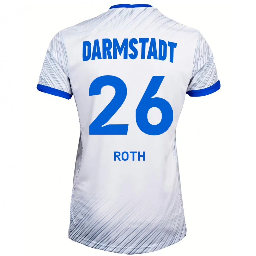 Danxen Mænd Maximilian Roth #26 Hvid Blå Udebane Spillertrøjer 2024/25 Trøje T-Shirt
