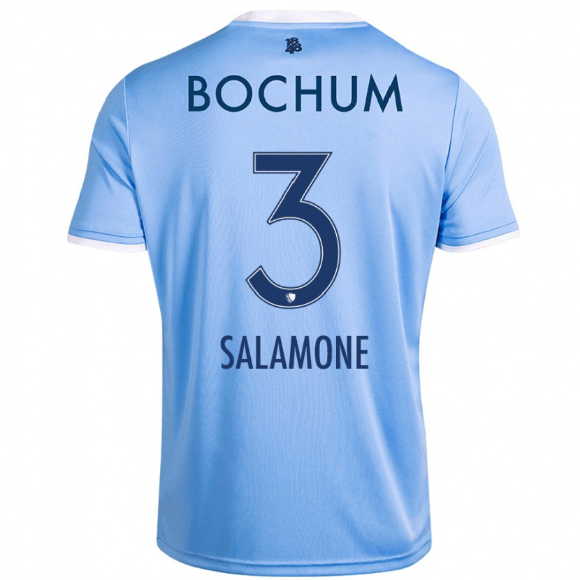 Danxen Mænd Elia-Giona Salamone #3 Himmelblå Udebane Spillertrøjer 2024/25 Trøje T-Shirt