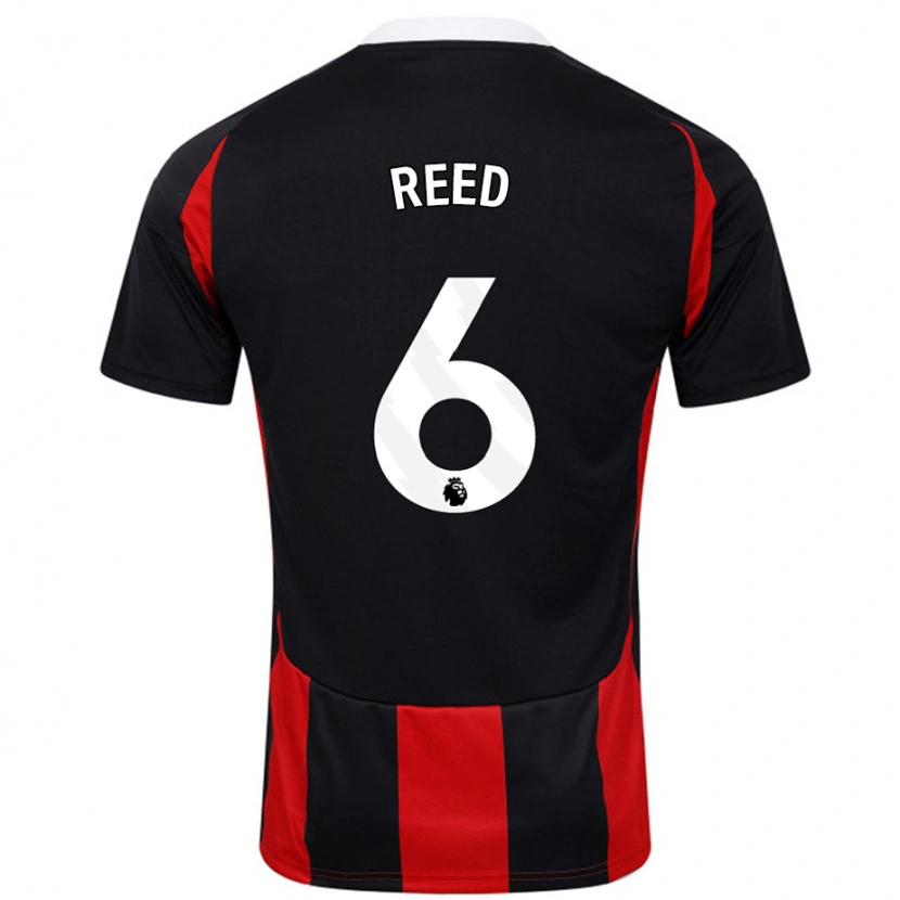 Danxen Mænd Harrison Reed #6 Sort Rød Udebane Spillertrøjer 2024/25 Trøje T-Shirt