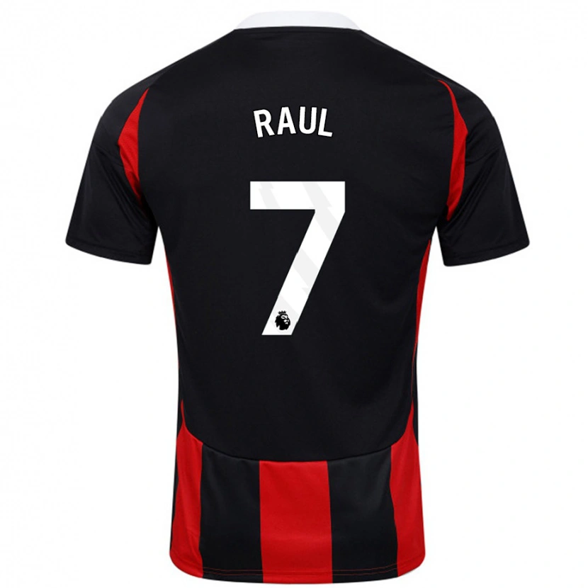 Danxen Mænd Raúl Jiménez #7 Sort Rød Udebane Spillertrøjer 2024/25 Trøje T-Shirt