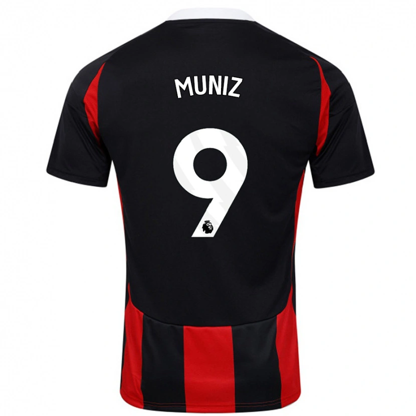 Danxen Mænd Rodrigo Muniz #9 Sort Rød Udebane Spillertrøjer 2024/25 Trøje T-Shirt