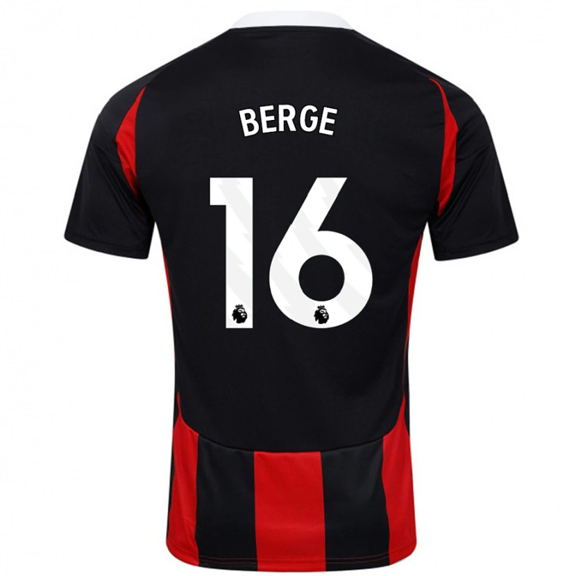 Danxen Mænd Sander Berge #16 Sort Rød Udebane Spillertrøjer 2024/25 Trøje T-Shirt