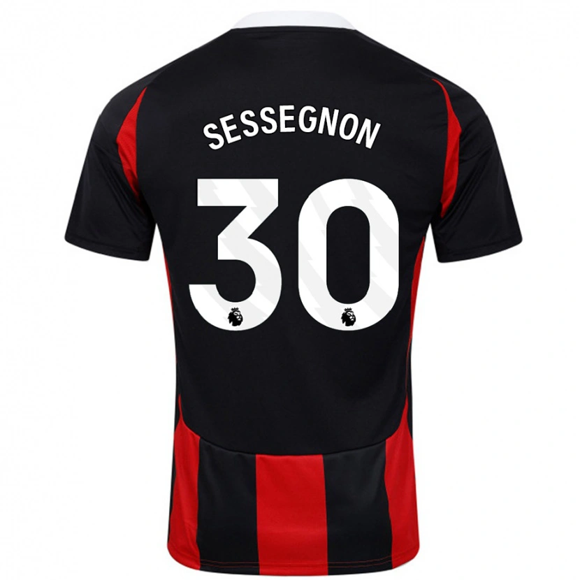 Danxen Mænd Ryan Sessegnon #30 Sort Rød Udebane Spillertrøjer 2024/25 Trøje T-Shirt