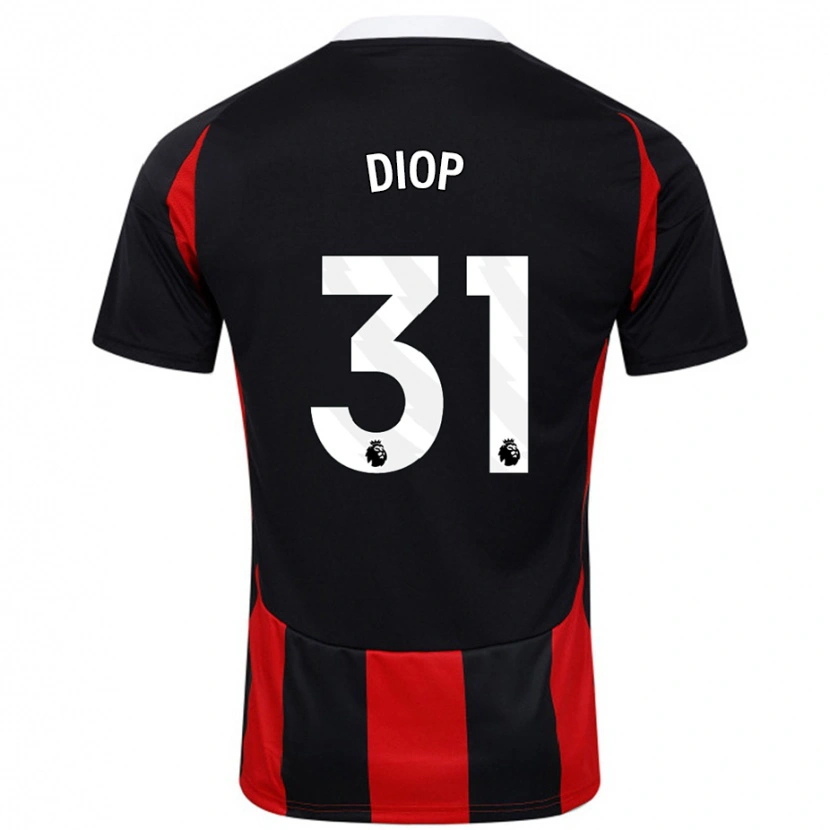 Danxen Mænd Issa Diop #31 Sort Rød Udebane Spillertrøjer 2024/25 Trøje T-Shirt