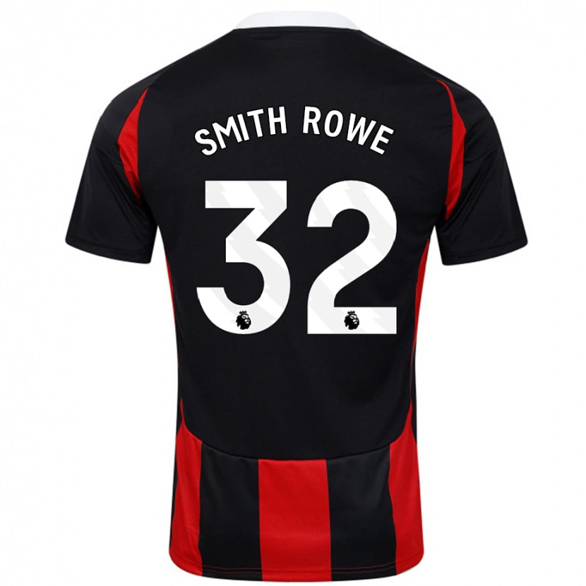 Danxen Mænd Emile Smith Rowe #32 Sort Rød Udebane Spillertrøjer 2024/25 Trøje T-Shirt