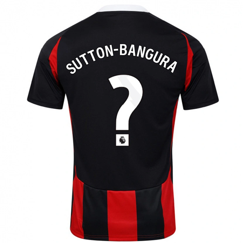 Danxen Mænd William Sutton-Bangura #0 Sort Rød Udebane Spillertrøjer 2024/25 Trøje T-Shirt
