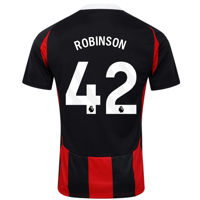 Danxen Mænd Charlie Robinson #42 Sort Rød Udebane Spillertrøjer 2024/25 Trøje T-Shirt