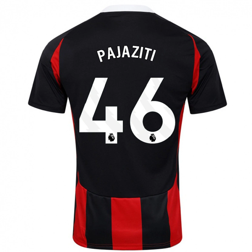 Danxen Mænd Adrion Pajaziti #46 Sort Rød Udebane Spillertrøjer 2024/25 Trøje T-Shirt