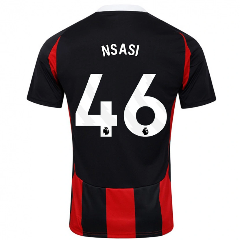 Danxen Mænd Eddie Nsasi #46 Sort Rød Udebane Spillertrøjer 2024/25 Trøje T-Shirt