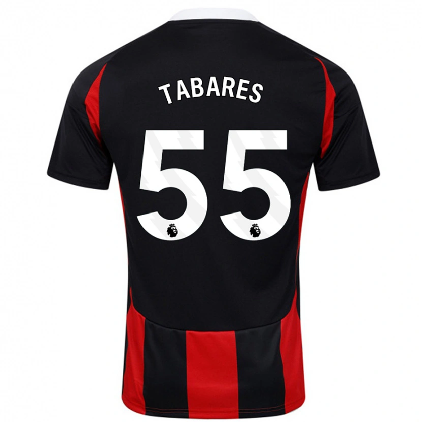 Danxen Mænd Samuel Tabares #55 Sort Rød Udebane Spillertrøjer 2024/25 Trøje T-Shirt