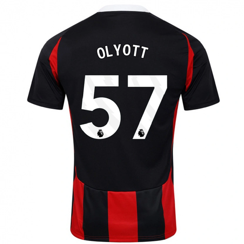 Danxen Mænd Tom Olyott #57 Sort Rød Udebane Spillertrøjer 2024/25 Trøje T-Shirt