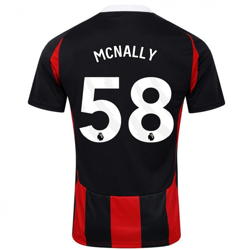 Danxen Mænd Alfie Mcnally #58 Sort Rød Udebane Spillertrøjer 2024/25 Trøje T-Shirt