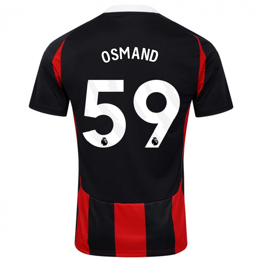 Danxen Mænd Callum Osmand #59 Sort Rød Udebane Spillertrøjer 2024/25 Trøje T-Shirt