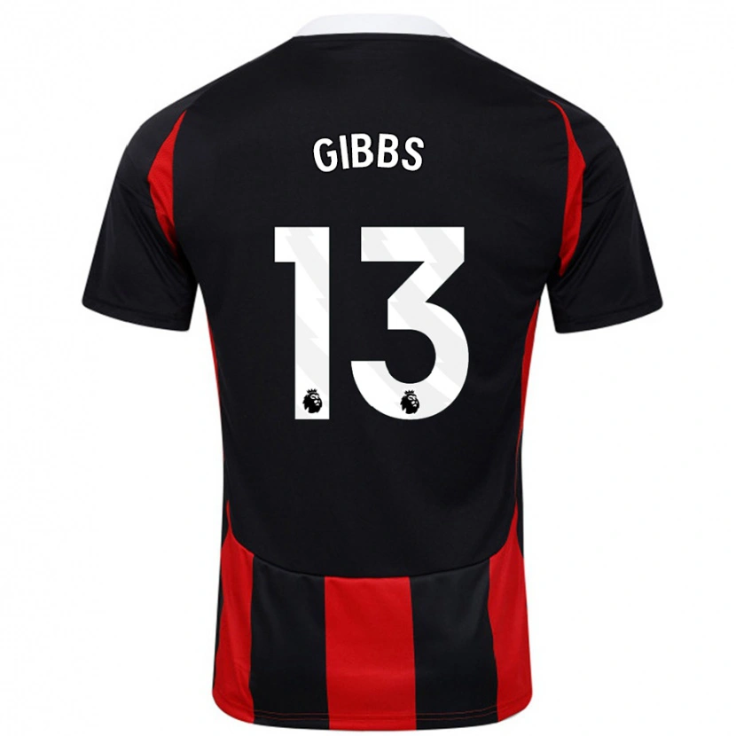 Danxen Mænd Frankie Gibbs #13 Sort Rød Udebane Spillertrøjer 2024/25 Trøje T-Shirt