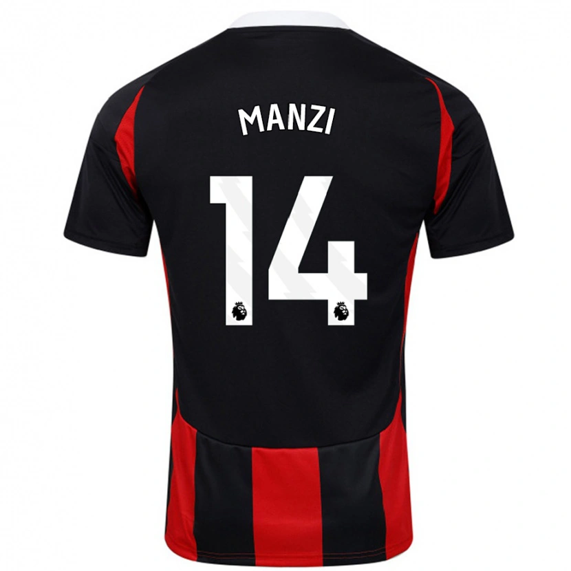 Danxen Mænd Sophie Manzi #14 Sort Rød Udebane Spillertrøjer 2024/25 Trøje T-Shirt