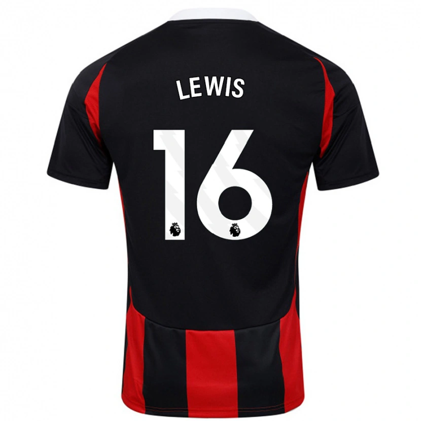 Danxen Mænd Milla Lewis #16 Sort Rød Udebane Spillertrøjer 2024/25 Trøje T-Shirt