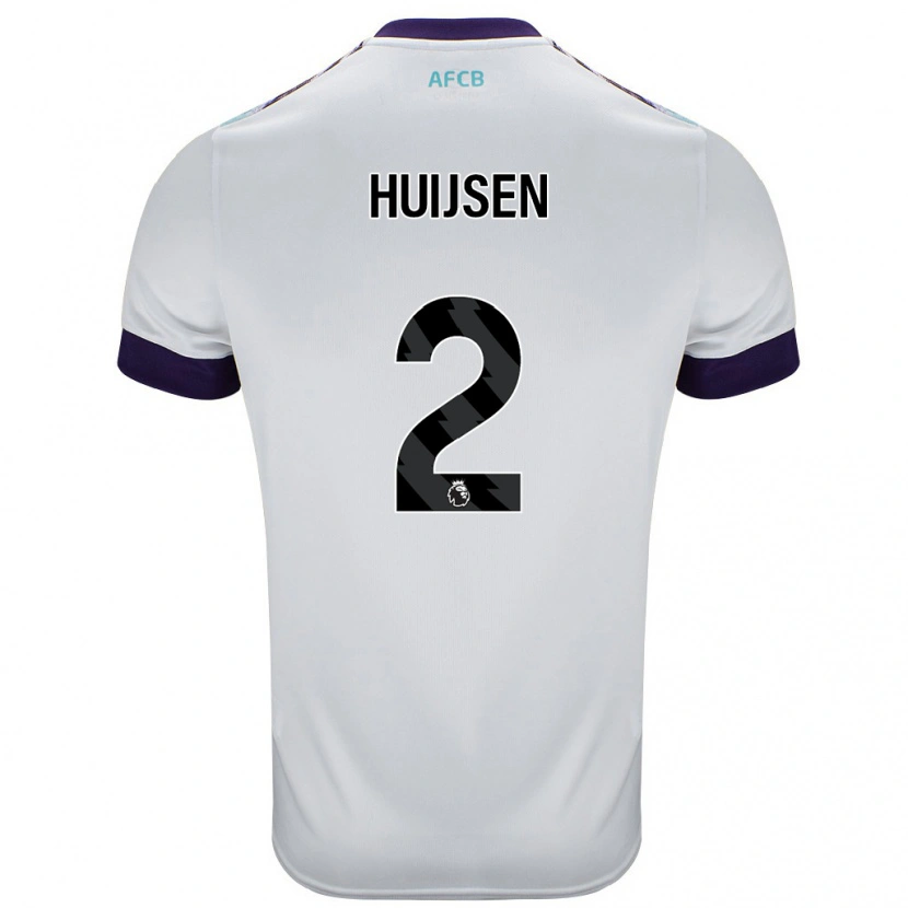 Danxen Mænd Dean Huijsen #2 Hvid Grøn Lilla Udebane Spillertrøjer 2024/25 Trøje T-Shirt