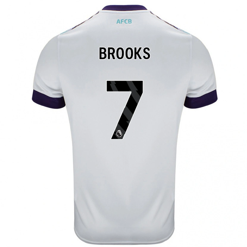Danxen Mænd David Brooks #7 Hvid Grøn Lilla Udebane Spillertrøjer 2024/25 Trøje T-Shirt