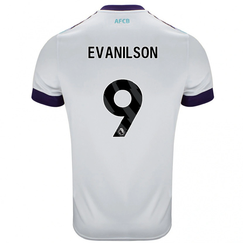 Danxen Mænd Evanilson #9 Hvid Grøn Lilla Udebane Spillertrøjer 2024/25 Trøje T-Shirt