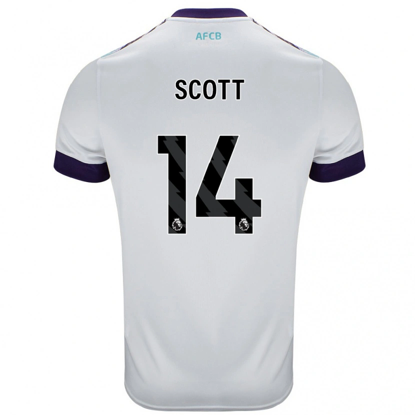 Danxen Mænd Alex Scott #14 Hvid Grøn Lilla Udebane Spillertrøjer 2024/25 Trøje T-Shirt