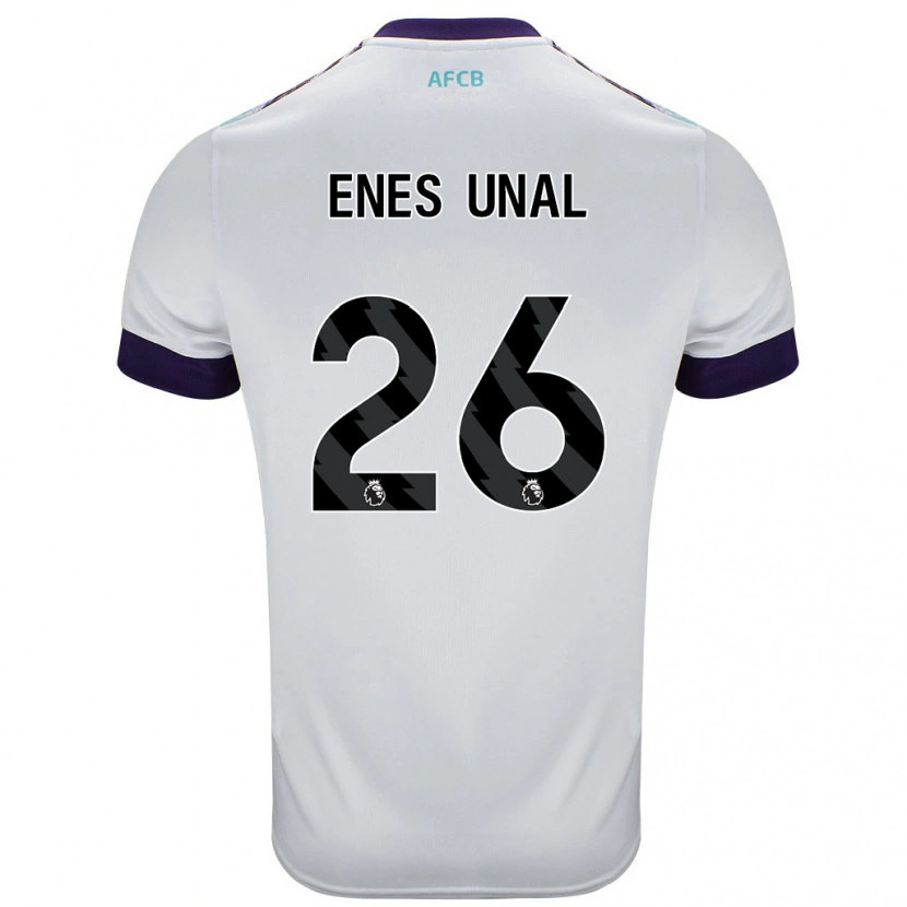 Danxen Mænd Enes Ünal #26 Hvid Grøn Lilla Udebane Spillertrøjer 2024/25 Trøje T-Shirt