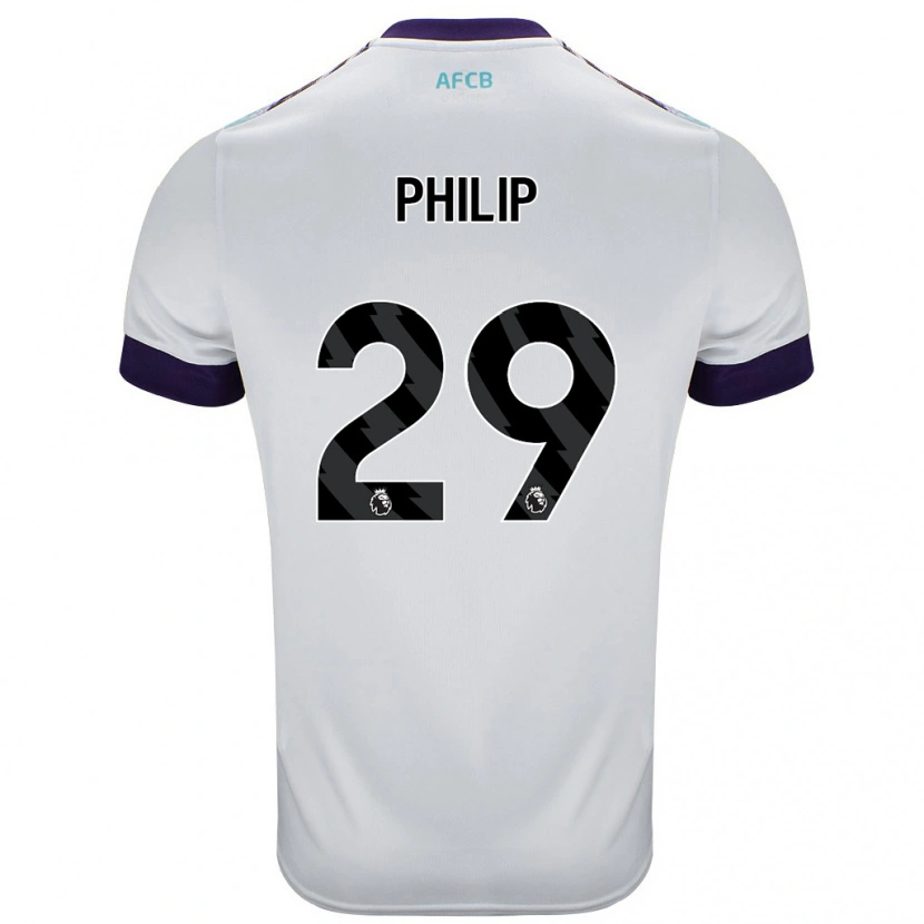 Danxen Mænd Philip Billing #29 Hvid Grøn Lilla Udebane Spillertrøjer 2024/25 Trøje T-Shirt