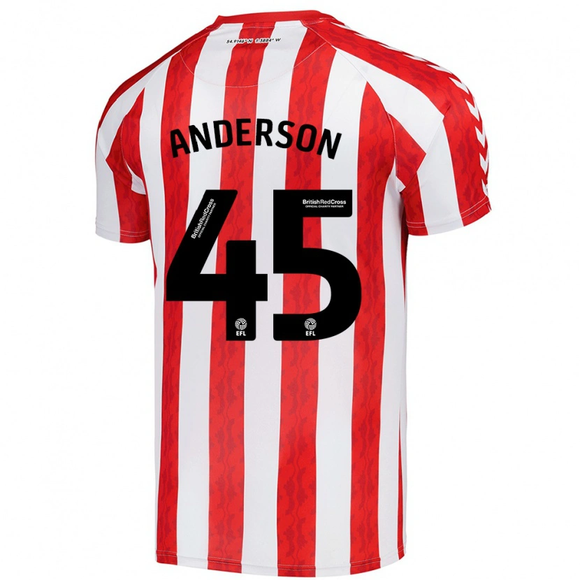 Danxen Kvinder Joe Anderson #45 Rød Hvid Hjemmebane Spillertrøjer 2024/25 Trøje T-Shirt