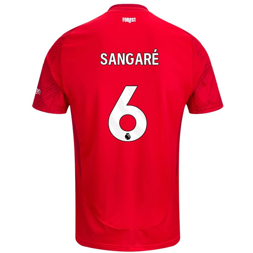 Danxen Kvinder Ibrahim Sangaré #6 Rød Hvid Hjemmebane Spillertrøjer 2024/25 Trøje T-Shirt