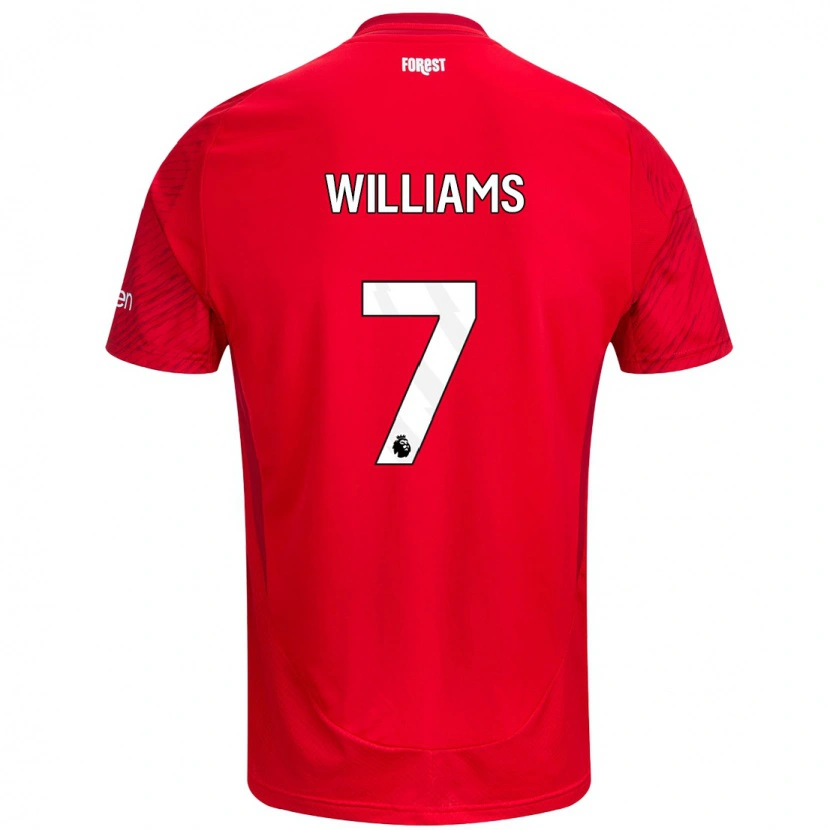 Danxen Kvinder Neco Williams #7 Rød Hvid Hjemmebane Spillertrøjer 2024/25 Trøje T-Shirt