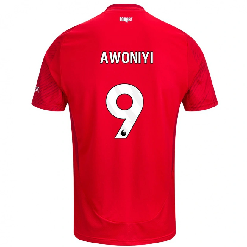 Danxen Kvinder Taiwo Awoniyi #9 Rød Hvid Hjemmebane Spillertrøjer 2024/25 Trøje T-Shirt