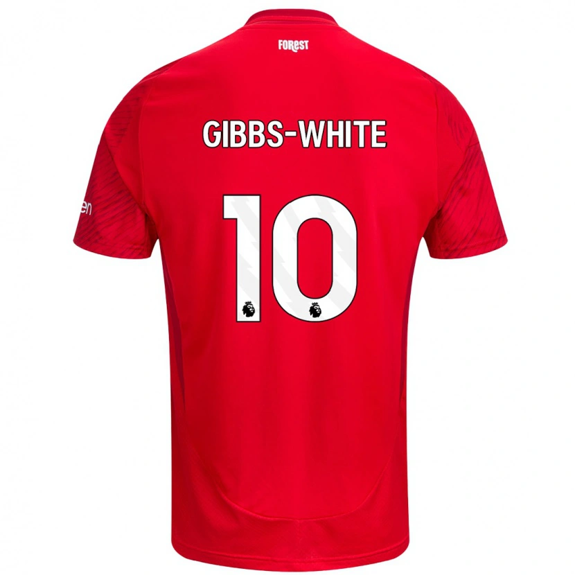 Danxen Kvinder Morgan Gibbs-White #10 Rød Hvid Hjemmebane Spillertrøjer 2024/25 Trøje T-Shirt