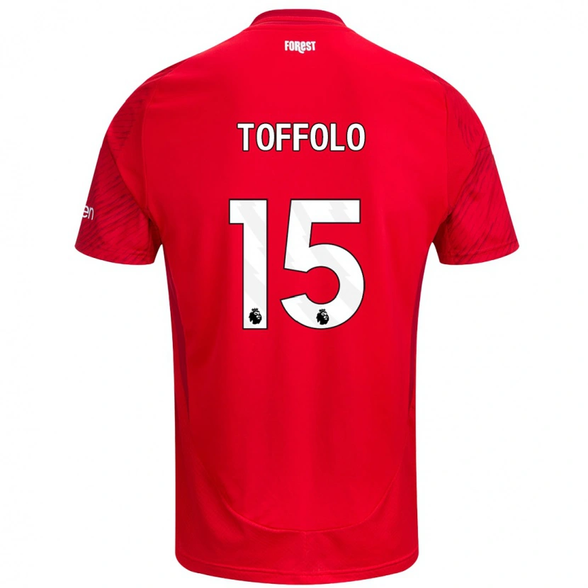 Danxen Kvinder Harry Toffolo #15 Rød Hvid Hjemmebane Spillertrøjer 2024/25 Trøje T-Shirt