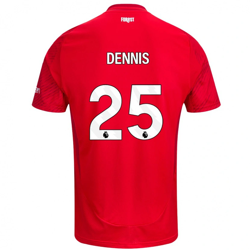 Danxen Kvinder Emmanuel Dennis #25 Rød Hvid Hjemmebane Spillertrøjer 2024/25 Trøje T-Shirt