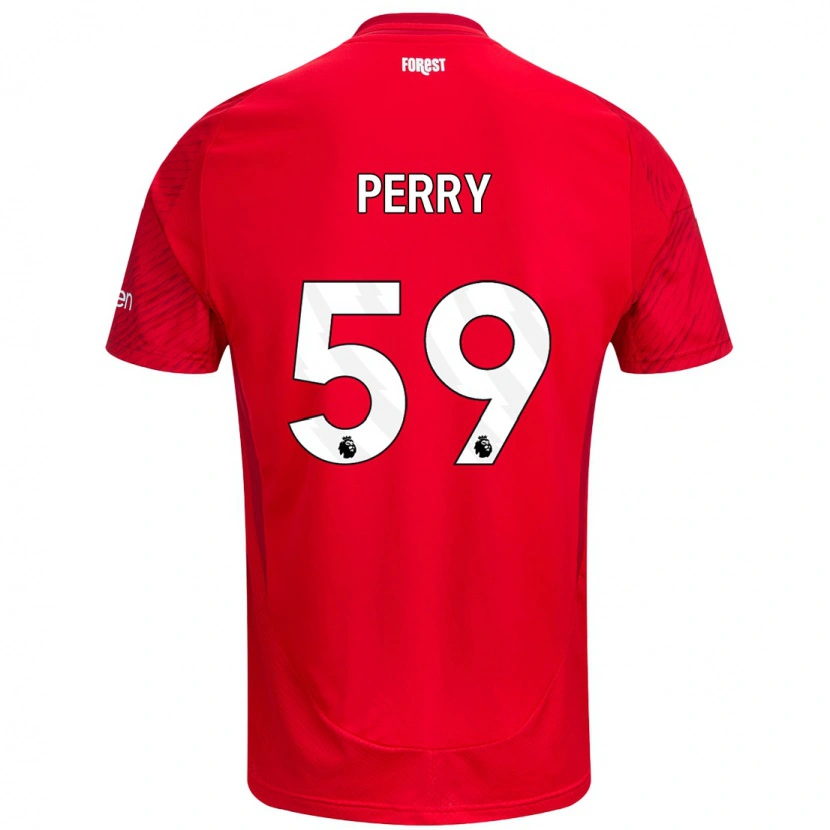 Danxen Kvinder Ben Perry #59 Rød Hvid Hjemmebane Spillertrøjer 2024/25 Trøje T-Shirt