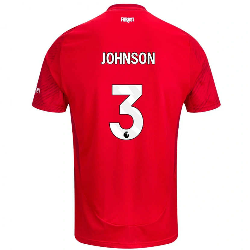 Danxen Kvinder Nat Johnson #3 Rød Hvid Hjemmebane Spillertrøjer 2024/25 Trøje T-Shirt