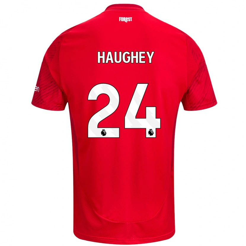 Danxen Kvinder Ella Haughey #24 Rød Hvid Hjemmebane Spillertrøjer 2024/25 Trøje T-Shirt