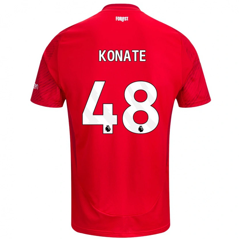 Danxen Kvinder Ateef Konaté #48 Rød Hvid Hjemmebane Spillertrøjer 2024/25 Trøje T-Shirt