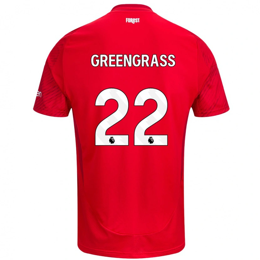 Danxen Kvinder Charlotte Greengrass #22 Rød Hvid Hjemmebane Spillertrøjer 2024/25 Trøje T-Shirt
