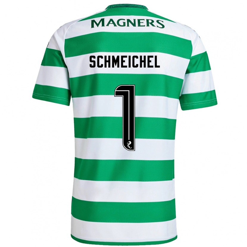 Danxen Kvinder Kasper Schmeichel #1 Grøn Hvid Hjemmebane Spillertrøjer 2024/25 Trøje T-Shirt