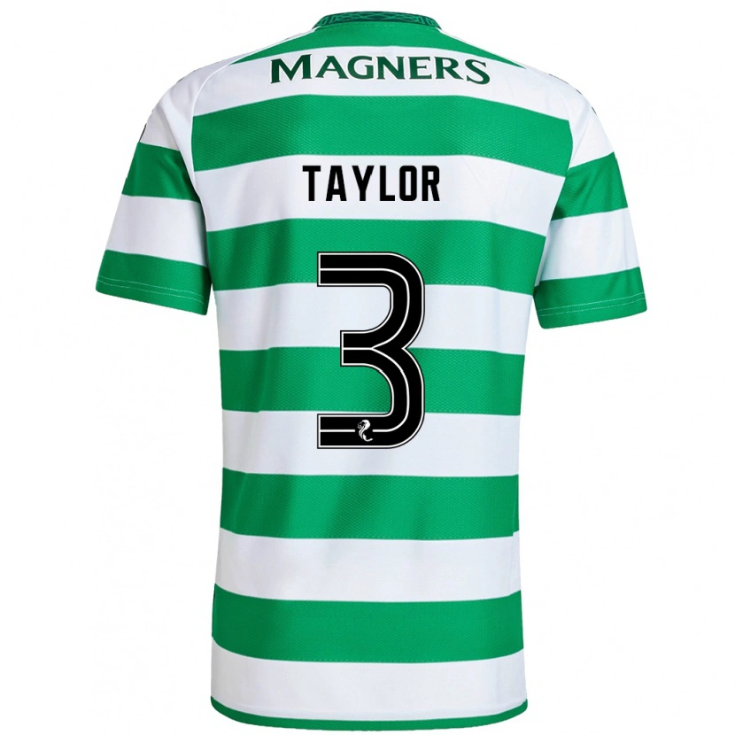 Danxen Kvinder Greg Taylor #3 Grøn Hvid Hjemmebane Spillertrøjer 2024/25 Trøje T-Shirt