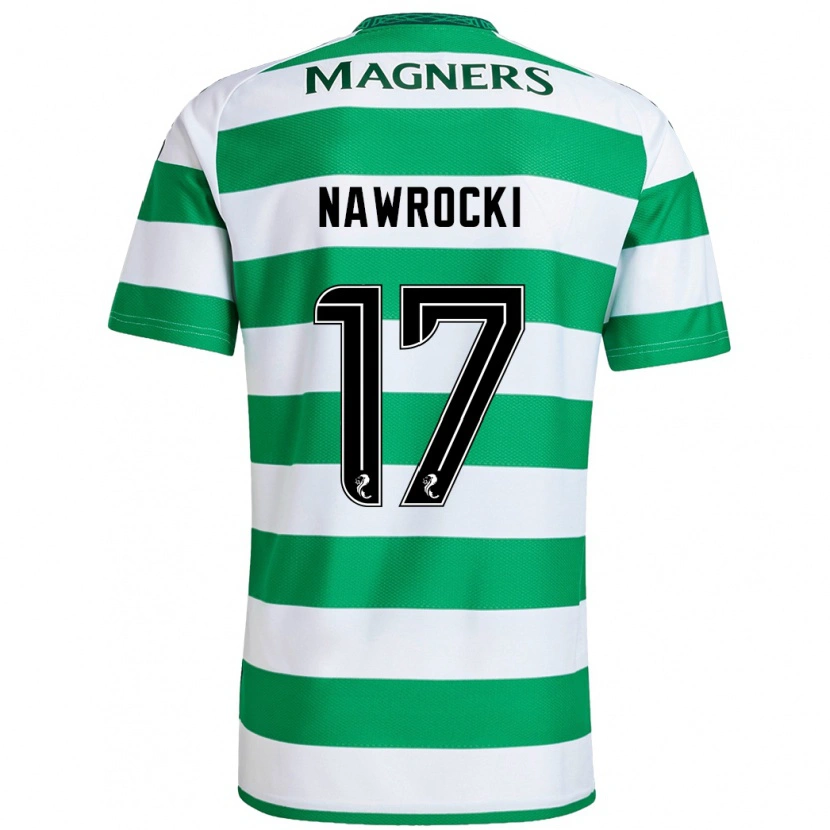 Danxen Kvinder Maik Nawrocki #17 Grøn Hvid Hjemmebane Spillertrøjer 2024/25 Trøje T-Shirt