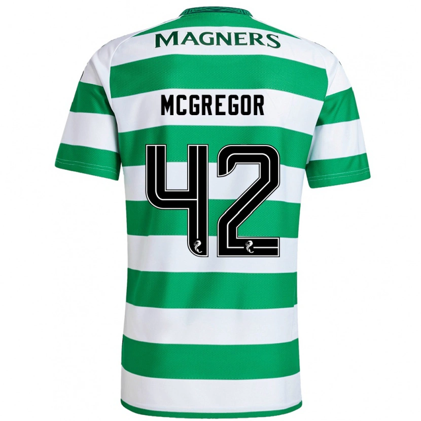 Danxen Kvinder Callum Mcgregor #42 Grøn Hvid Hjemmebane Spillertrøjer 2024/25 Trøje T-Shirt