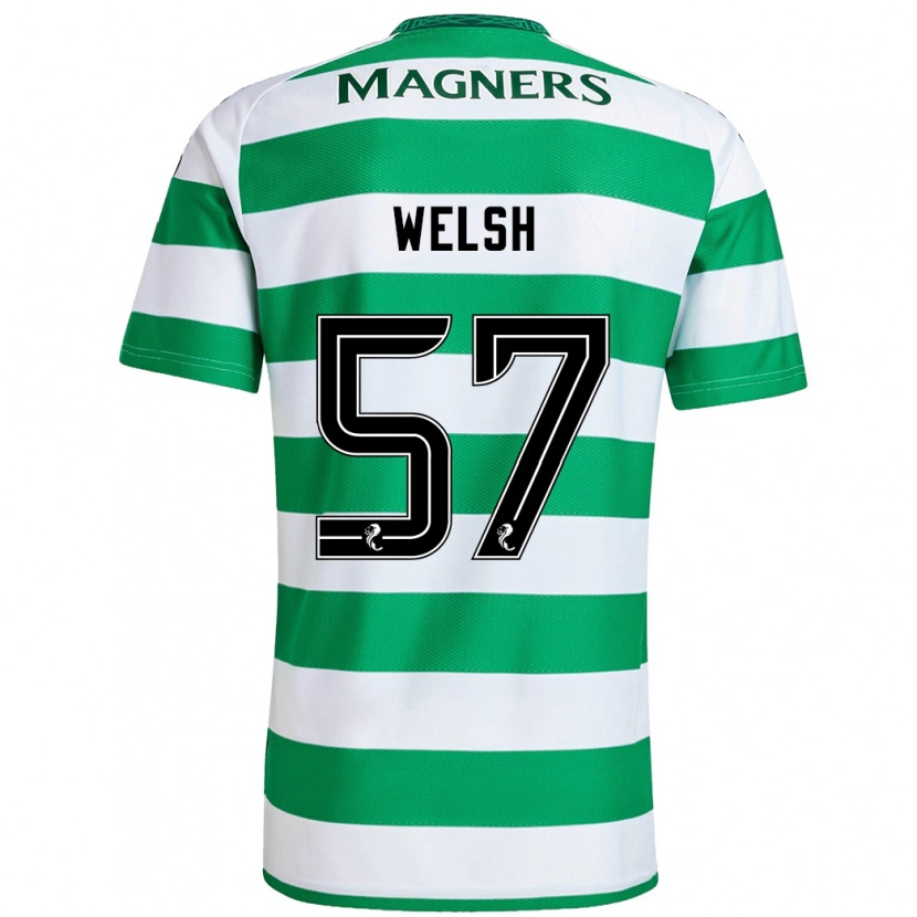 Danxen Kvinder Stephen Welsh #57 Grøn Hvid Hjemmebane Spillertrøjer 2024/25 Trøje T-Shirt